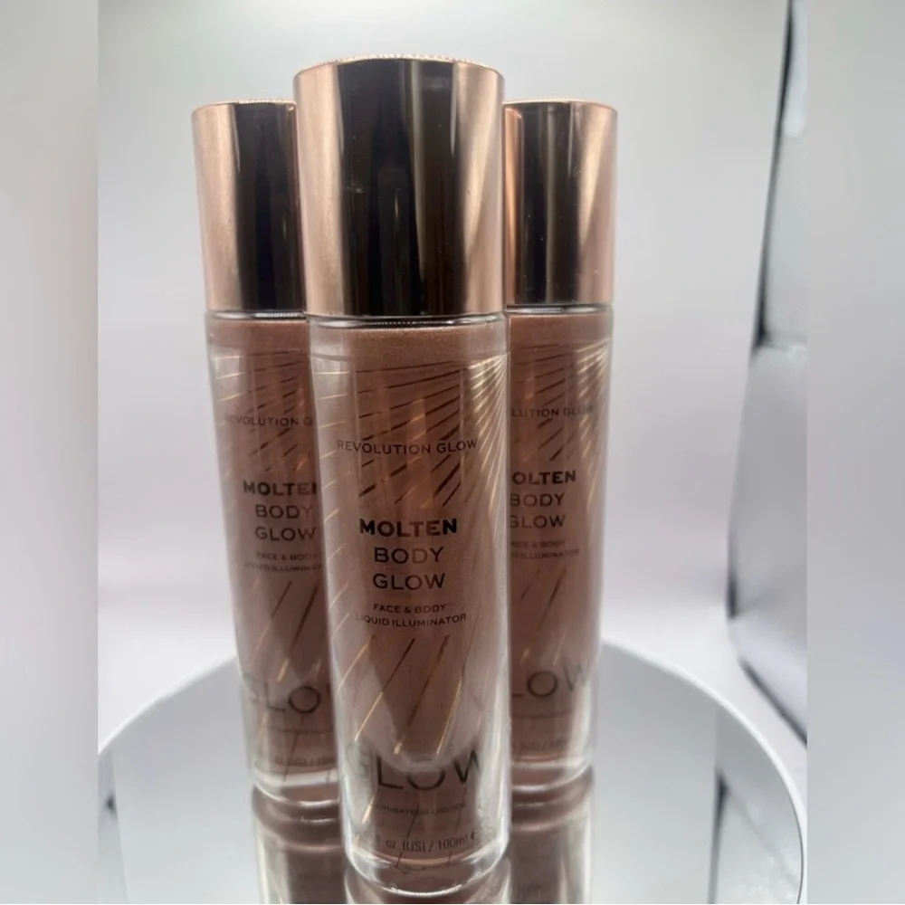 NWT Revolution Molten Body Glow Face & Body Liquid Illuminator 3pk - Rose Gold